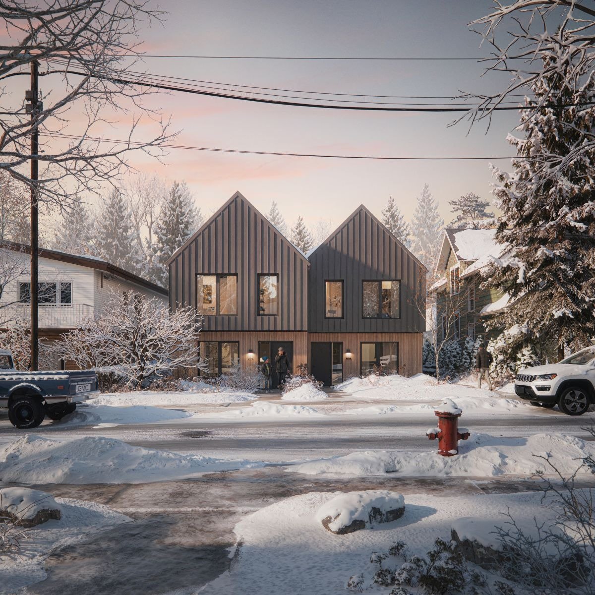 BC Government standardized rowhouse design rendering from BC Standardized Housing Designs Catalogue